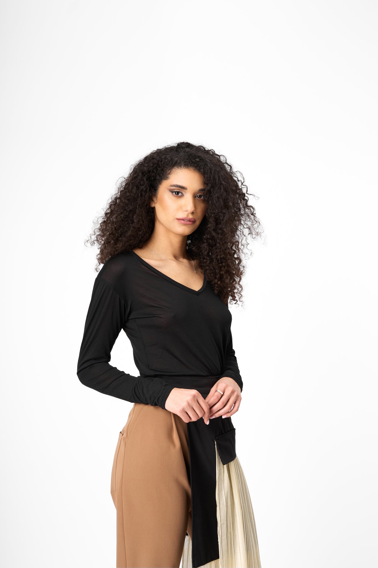 V-Cut Black Blouse