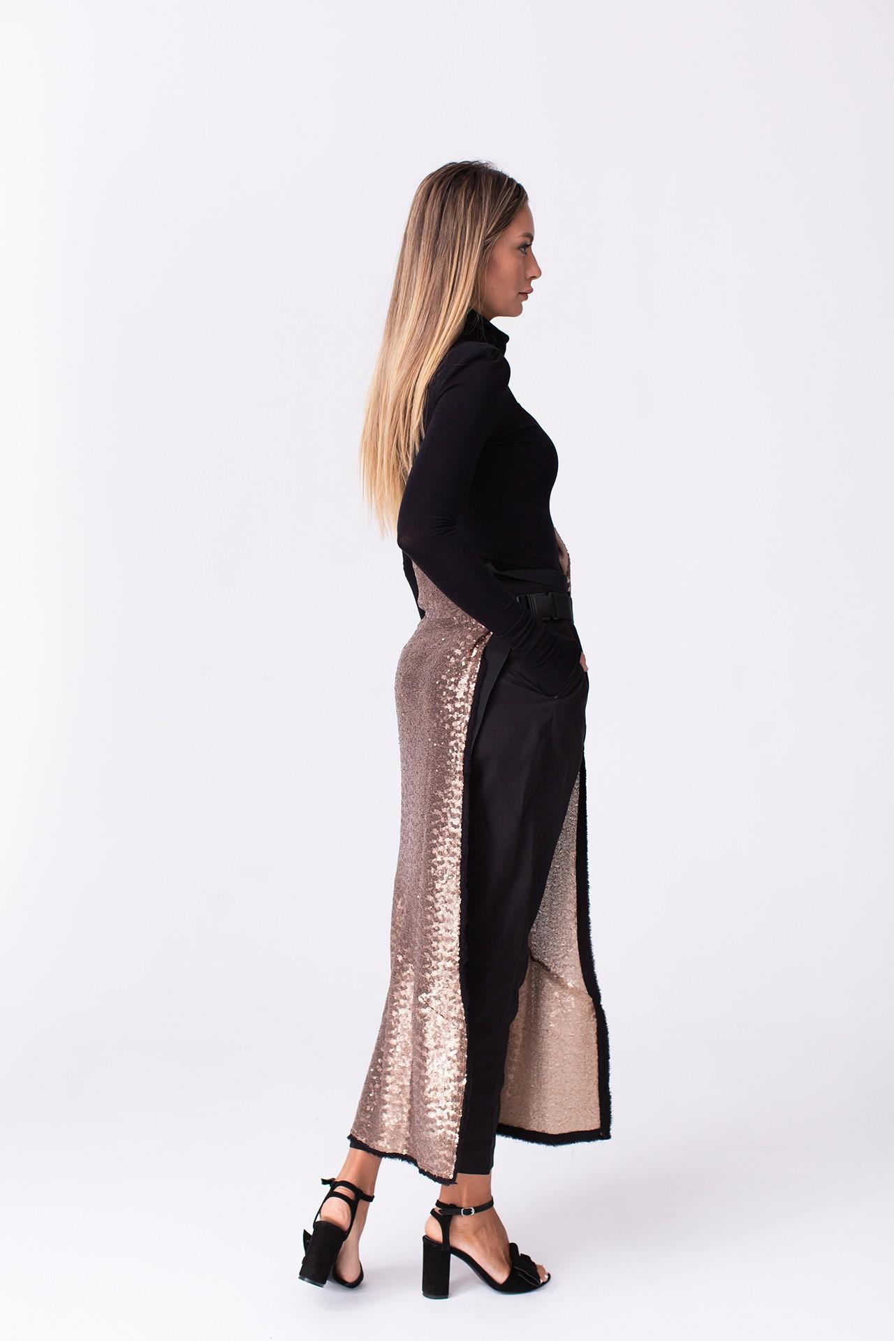 Elegant Half Sequin Bronze Dress