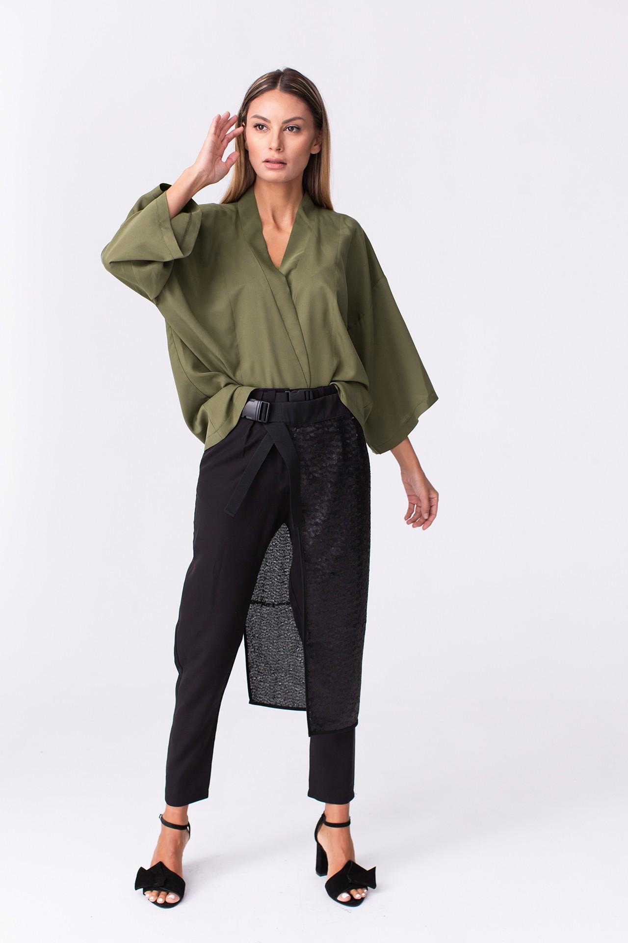 Short Khaki Kimono