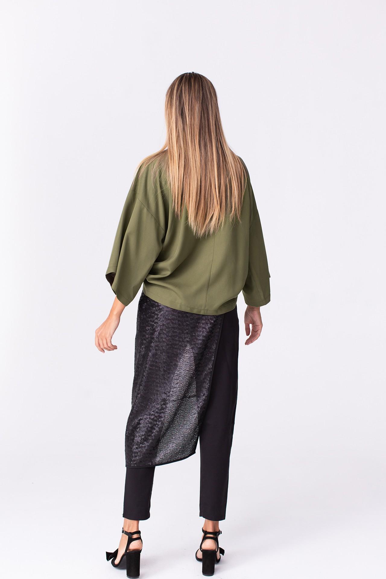 Short Khaki Kimono