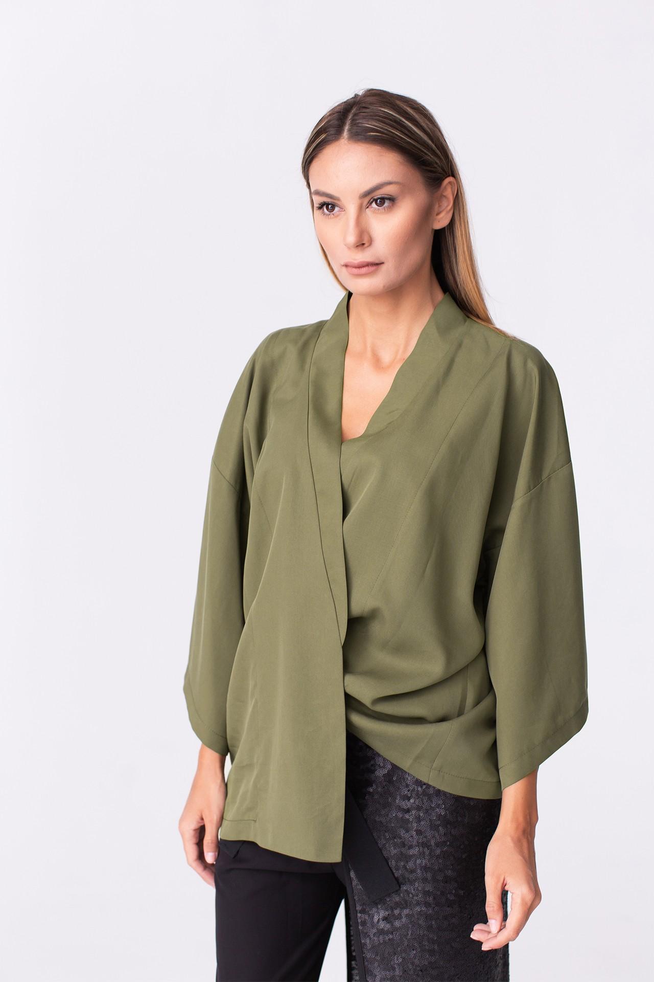 Short Khaki Kimono