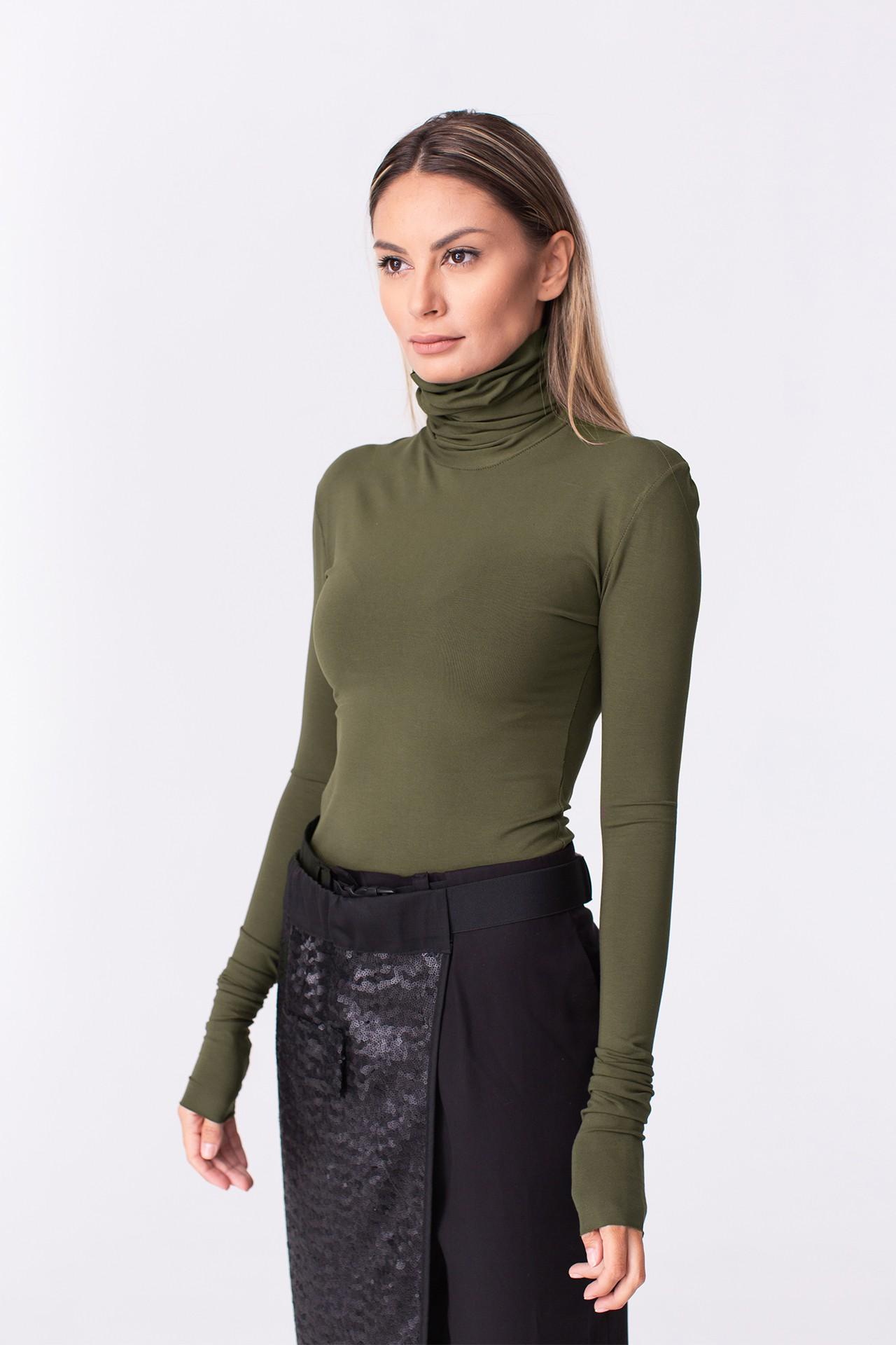 Jersey Khaki Turtleneck