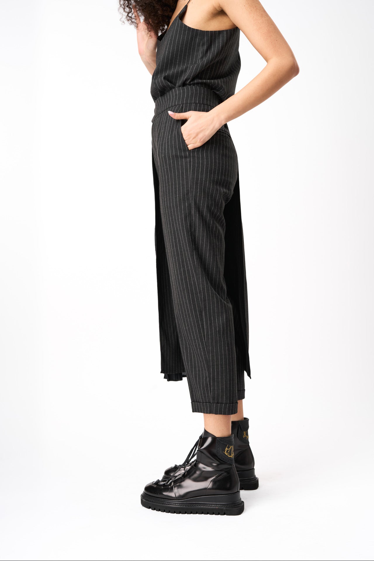 Striped Grey Pants with Fan Skirt