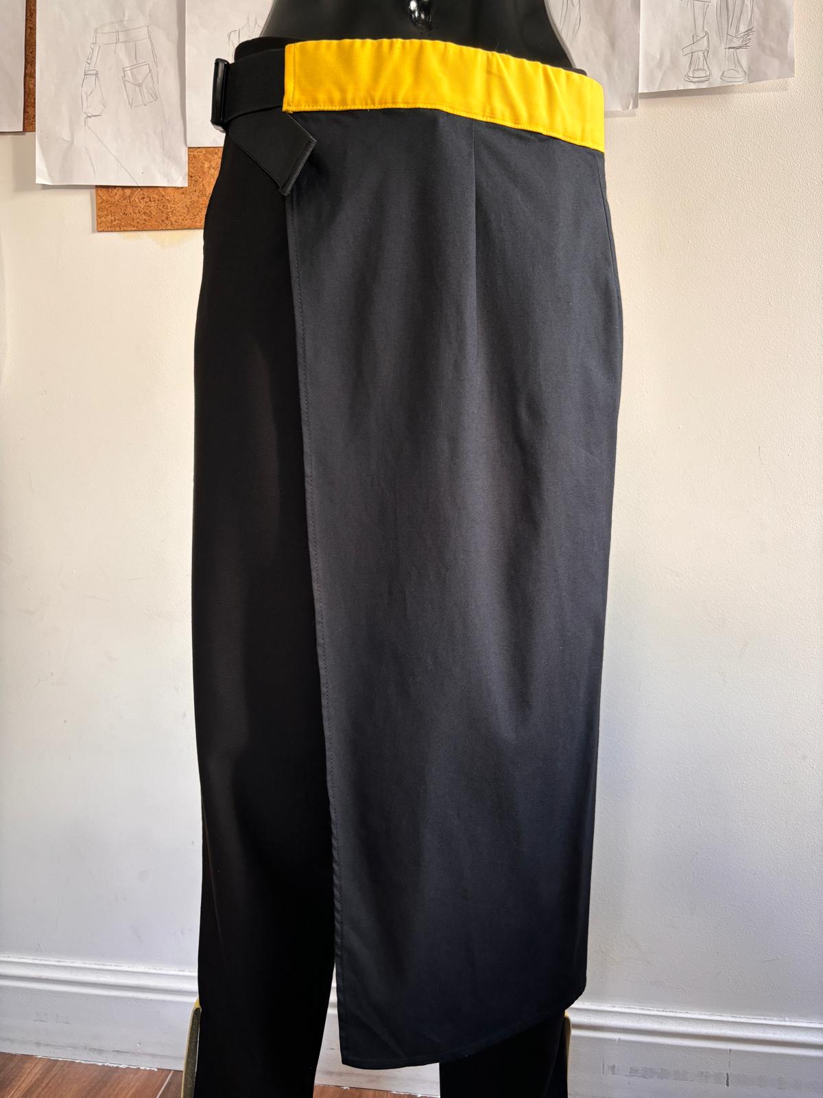 Half black skirt with yellow belt