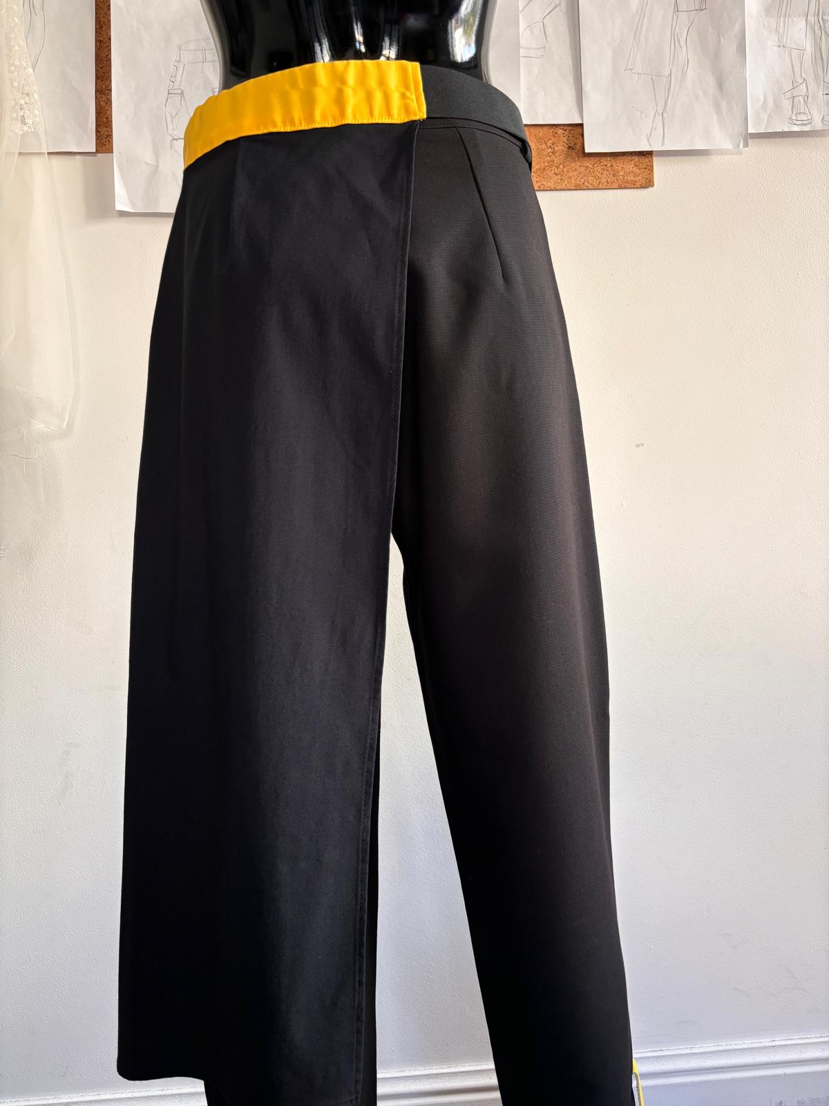 Half black skirt with yellow belt