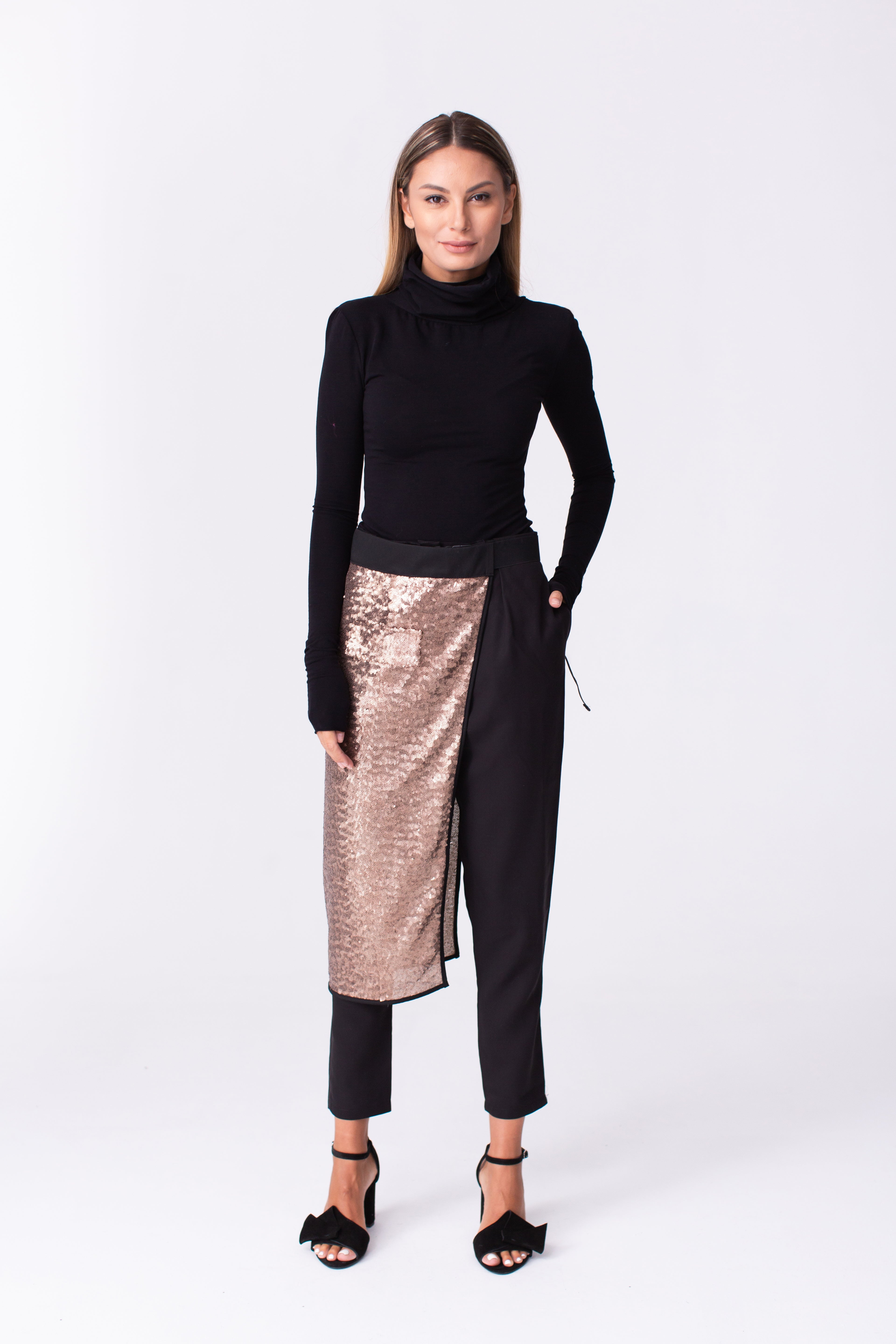 Half Bronze Sequin Skirt