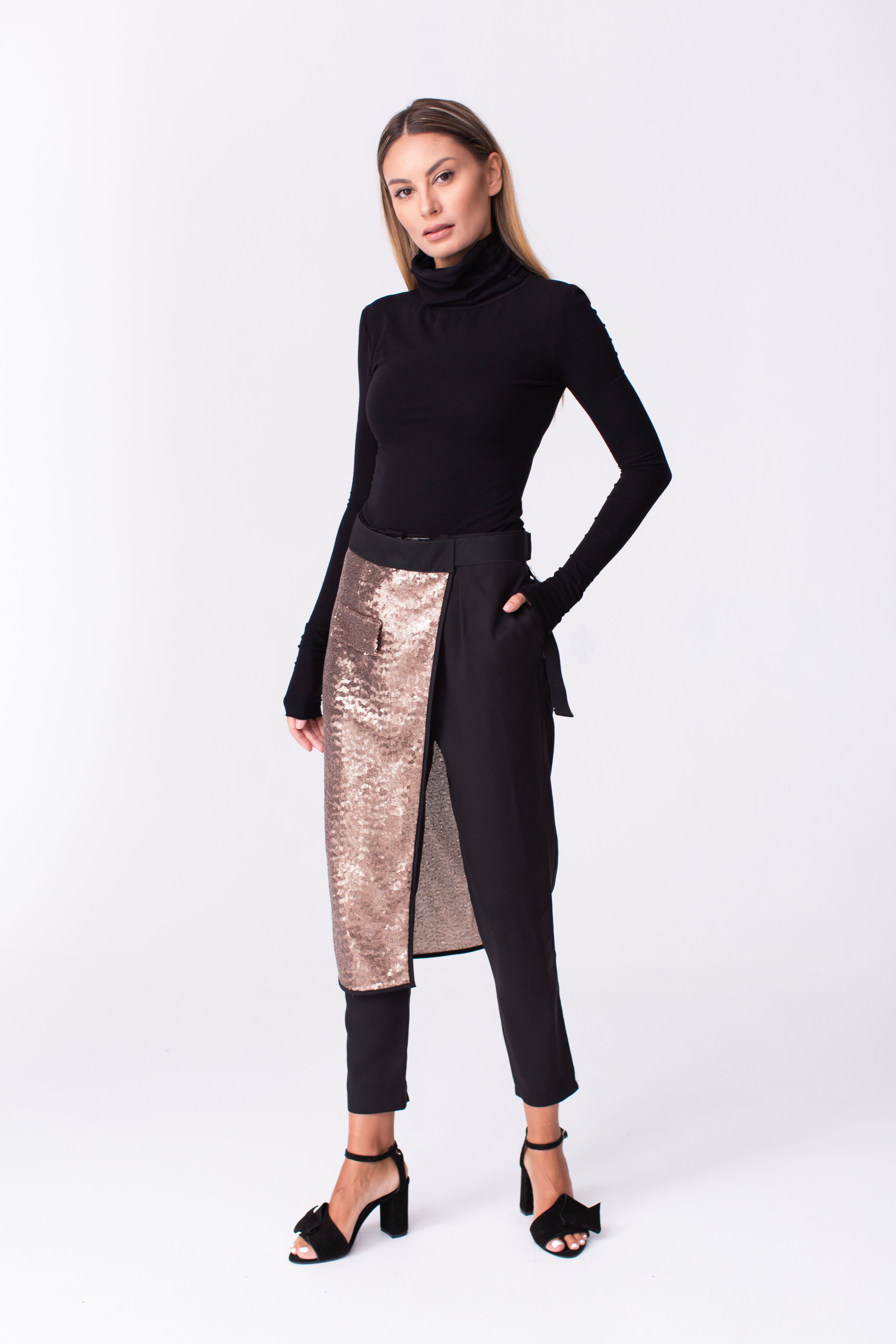 Half Bronze Sequin Skirt