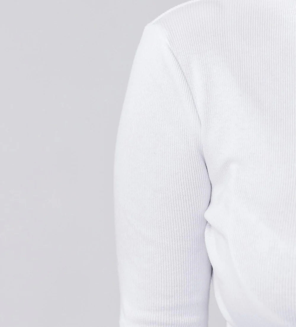 ribbed white turtleneck